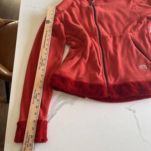 Mountain Hardwear Orange Faux Fur Fleece Jacket Hooded Full Zip Womens Size M - Picture 7 of 16